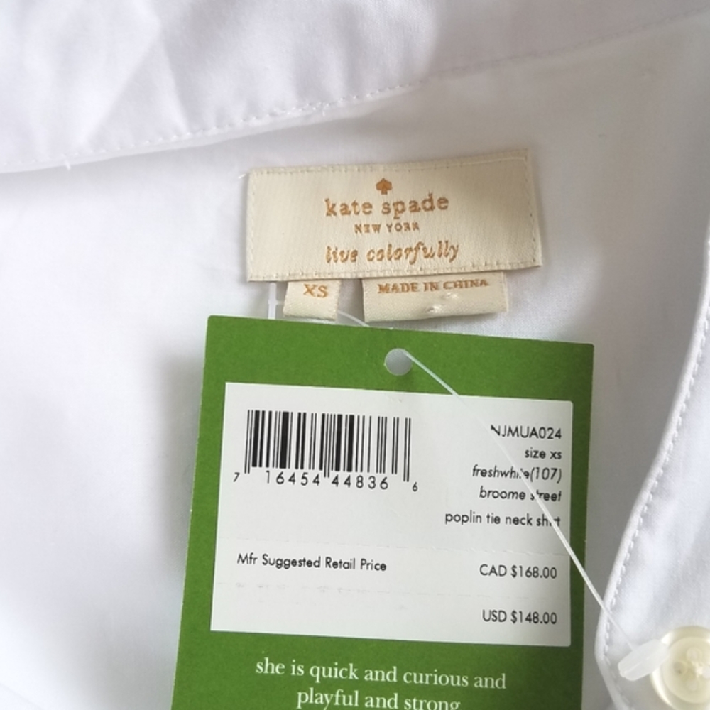 Kate Spade New York Poplin Tie Neck Shirt - Picture 4 of 7